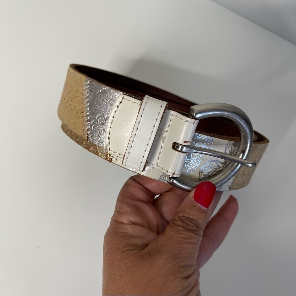Fossil Embellished Leather Belt Grunge Boho